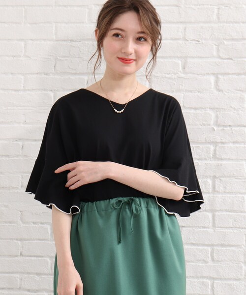 SHOO・LA・RUE（シューラルー）の「◆袖フリルパイピングプルオーバー（Tシャツ/カットソー・レディース・ブラック/イエロー/ホワイト系/ピンク系・00）」の10枚目の写真