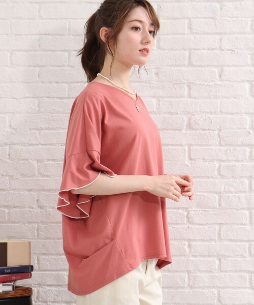 SHOO・LA・RUE（シューラルー）の「◆袖フリルパイピングプルオーバー（Tシャツ/カットソー・レディース・ブラック/イエロー/ホワイト系/ピンク系・00）」の11枚目の写真