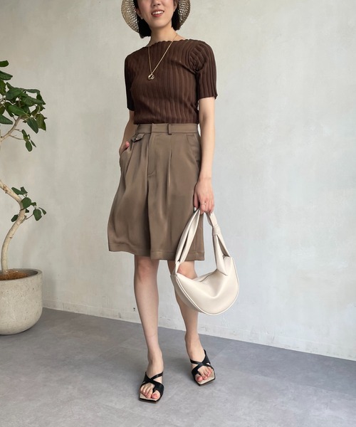 CAPRICIEUX LE'MAGE（カプリシューレマージュ）の「ボートネック5分袖ニット（ニット/セーター・レディース・ホワイト/ブラック/ブラウン/オフホワイト/ベージュ・FREE）」の10枚目の写真