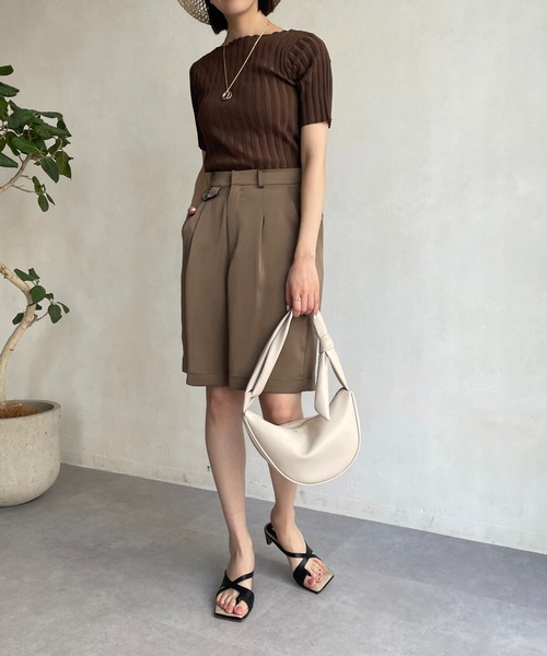 CAPRICIEUX LE'MAGE（カプリシューレマージュ）の「ボートネック5分袖ニット（ニット/セーター・レディース・ホワイト/ブラック/ブラウン/オフホワイト/ベージュ・FREE）」の11枚目の写真