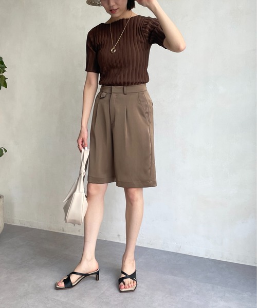 CAPRICIEUX LE'MAGE（カプリシューレマージュ）の「ボートネック5分袖ニット（ニット/セーター・レディース・ホワイト/ブラック/ブラウン/オフホワイト/ベージュ・FREE）」の13枚目の写真