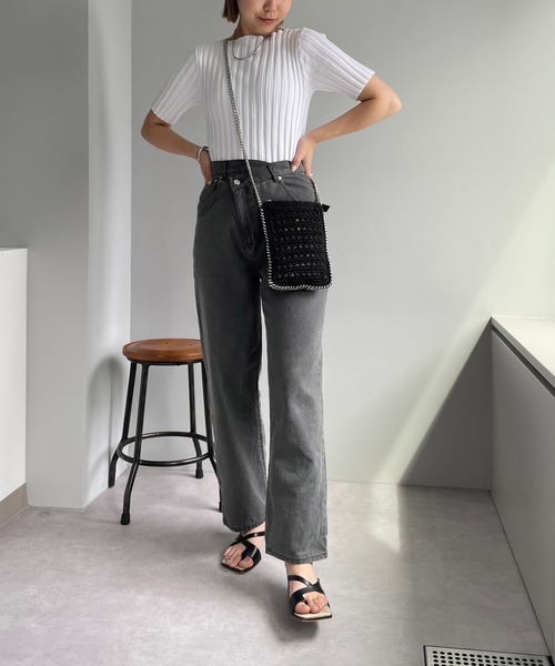 CAPRICIEUX LE'MAGE（カプリシューレマージュ）の「ボートネック5分袖ニット（ニット/セーター・レディース・ホワイト/ブラック/ブラウン/オフホワイト/ベージュ・FREE）」の19枚目の写真