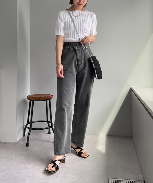 CAPRICIEUX LE'MAGE（カプリシューレマージュ）の「ボートネック5分袖ニット（ニット/セーター・レディース・ホワイト/ブラック/ブラウン/オフホワイト/ベージュ・FREE）」の20枚目の写真