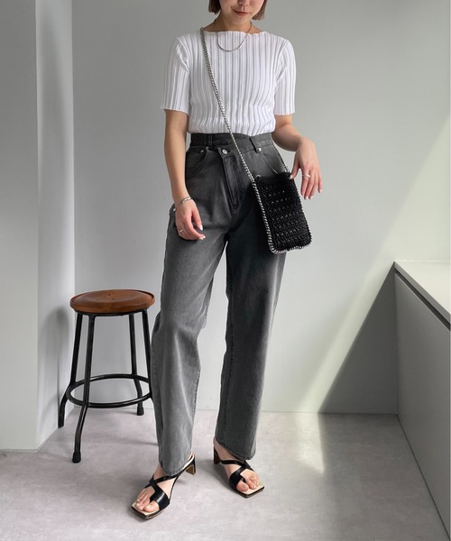 CAPRICIEUX LE'MAGE（カプリシューレマージュ）の「ボートネック5分袖ニット（ニット/セーター・レディース・ホワイト/ブラック/ブラウン/オフホワイト/ベージュ・FREE）」の21枚目の写真