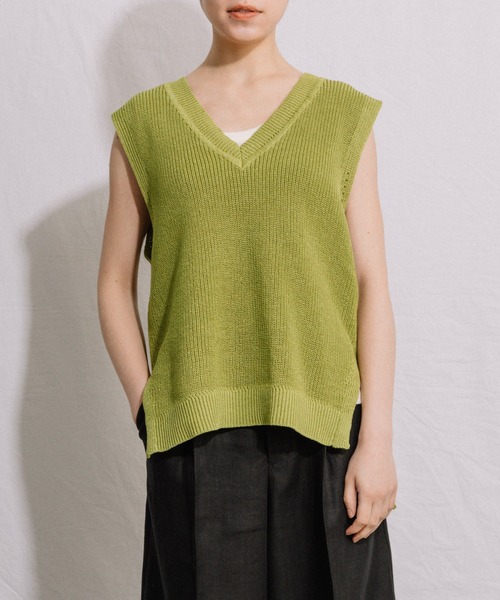 Liyoca リヨカ ニット イエロー サイズ:FREE | 22秋冬 アルパカ 透かし