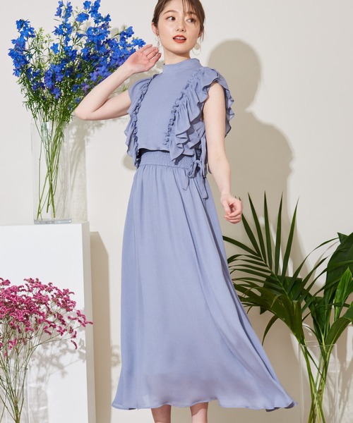 NOELA(ノエラ)の「フリルベストセットワンピース(ワンピース・レディース・ピンク/オフホワイト/ブルー・S/M)」の4枚目の写真