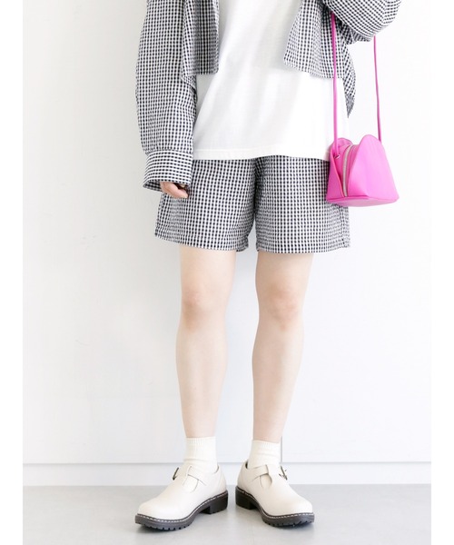 ehka sopo（エヘカソポ）の「ギンガムチェックショートパンツ（セットアップ可）（その他パンツ・レディース・グリーン/ブラック/ベージュ・ﾌﾘ-）」の2枚目の写真