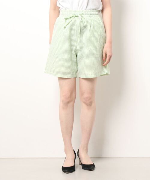 ehka sopo（エヘカソポ）の「ギンガムチェックショートパンツ（セットアップ可）（その他パンツ・レディース・グリーン/ブラック/ベージュ・ﾌﾘ-）」の8枚目の写真
