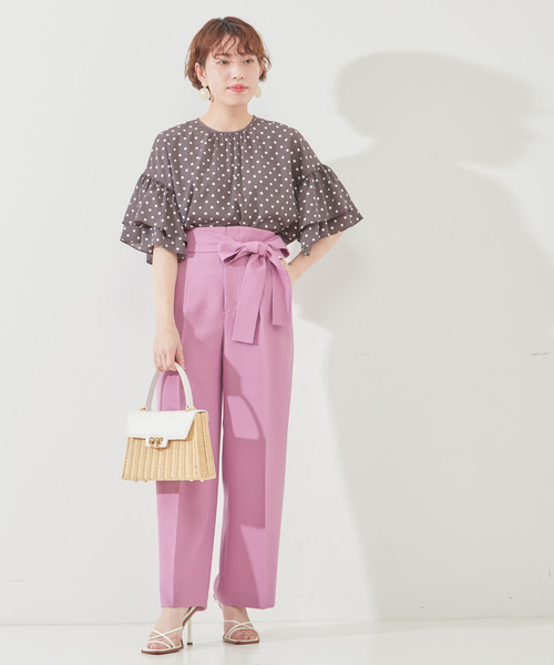 Tiara（ティアラ）の「サテンドットプリントフレアスリーブブラウス（シャツ/ブラウス・レディース・チャコールグレー/ブラック/オフホワイト・FREE）」の16枚目の写真