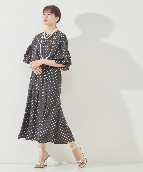TIARA ティアラ★高級ネイビー ドット柄 長袖ブラウス TIARA ティアラ☆高級ネイビー ドット柄 長袖ブラウス