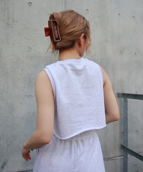FIG&VIPER（フィグアンドバイパー）の「スウェットショートタンク（タンクトップ・レディース・ライトグレー/ピンク/ダークグレー・FREE）」の6枚目の写真