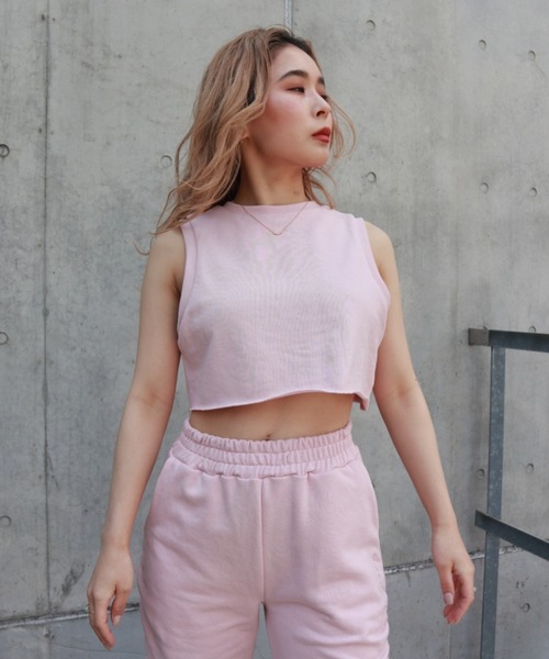 FIG&VIPER（フィグアンドバイパー）の「スウェットショートタンク（タンクトップ・レディース・ライトグレー/ピンク/ダークグレー・FREE）」の14枚目の写真