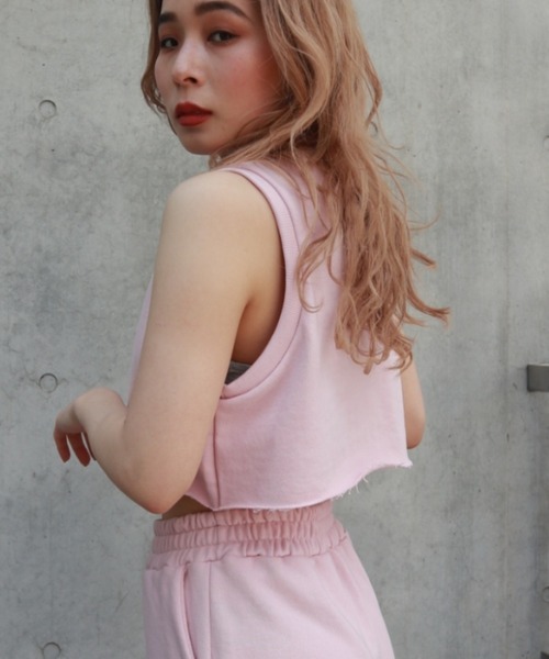 FIG&VIPER（フィグアンドバイパー）の「スウェットショートタンク（タンクトップ・レディース・ライトグレー/ピンク/ダークグレー・FREE）」の16枚目の写真