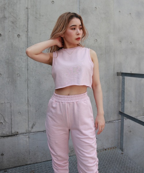 FIG&VIPER（フィグアンドバイパー）の「スウェットショートタンク（タンクトップ・レディース・ライトグレー/ピンク/ダークグレー・FREE）」の18枚目の写真