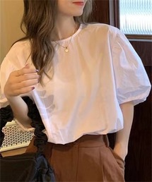 ボリュームスリーブ半袖ブラウス