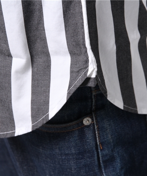 417 EDIFICE（フォーワンセブンエディフィス）の「◇ビッグストライプ バンドカラーシャツ（シャツ/ブラウス・メンズ・チャコールグレー/グレー/ベージュ・SMALL/MEDIUM/LARGE）」の10枚目の写真