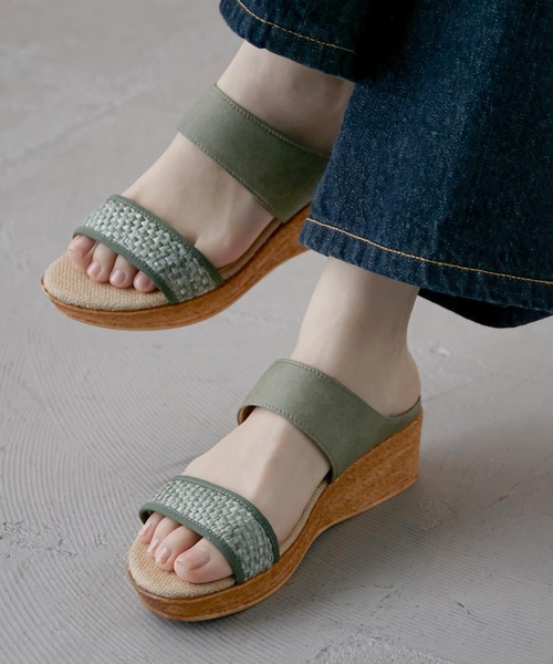Fashion Letter（ファッションレター）の「日本製メッシュデザインウェッジサンダル 痛くないサンダル（サンダル・レディース・ホワイト/ブラック/ベージュ/ライトグリーン・S/M/LL/L）」の4枚目の写真