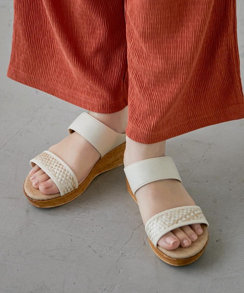 Fashion Letter（ファッションレター）の「日本製メッシュデザインウェッジサンダル 痛くないサンダル（サンダル・レディース・ホワイト/ブラック/ベージュ/ライトグリーン・S/M/LL/L）」の5枚目の写真