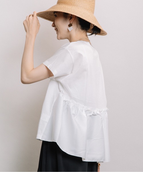 ELVENCE DEUX(エルベンスドゥ)の「スソフハクドッキングPO(Tシャツ/カットソー・レディース・オフホワイト/ブラック/カーキ・FREE)」の5枚目の写真