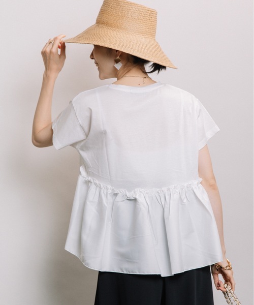 ELVENCE DEUX(エルベンスドゥ)の「スソフハクドッキングPO(Tシャツ/カットソー・レディース・オフホワイト/ブラック/カーキ・FREE)」の6枚目の写真