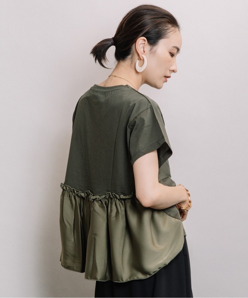 ELVENCE DEUX(エルベンスドゥ)の「スソフハクドッキングPO(Tシャツ/カットソー・レディース・オフホワイト/ブラック/カーキ・FREE)」の10枚目の写真