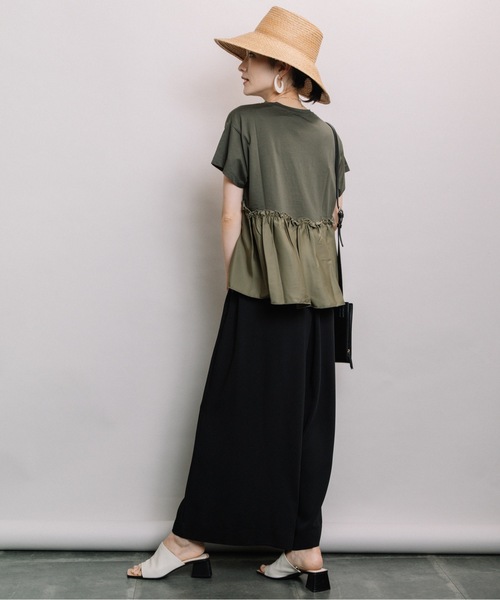 ELVENCE DEUX(エルベンスドゥ)の「スソフハクドッキングPO(Tシャツ/カットソー・レディース・オフホワイト/ブラック/カーキ・FREE)」の11枚目の写真