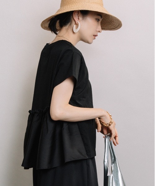 ELVENCE DEUX(エルベンスドゥ)の「スソフハクドッキングPO(Tシャツ/カットソー・レディース・オフホワイト/ブラック/カーキ・FREE)」の13枚目の写真