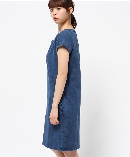 OUTLET（アウトレット）の「【Discoat Petit】デニム裏毛サックワンピース（ワンピース・レディース・インディゴブルー/カーキ・FREE）」の4枚目の写真
