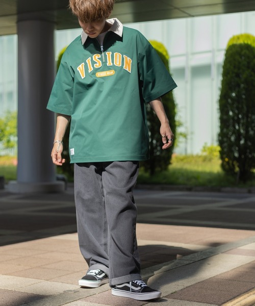 VISION STREET WEAR（ヴィジョンストリートウェア）の「【VISION STREET WEAR／ヴィジョンストリートウェア】クレリックハーフジッププルオーバー/アーチロゴ/ワッペン/ビッグシルエット（シャツ/ブラウス・メンズ・ネイビー/グリーン/アイボリー/チャコールグレー・M/L/XL）」の21枚目の写真