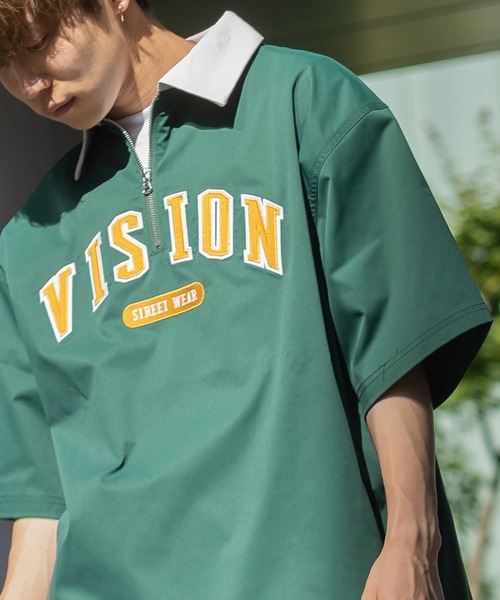 VISION STREET WEAR（ヴィジョンストリートウェア）の「【VISION STREET WEAR／ヴィジョンストリートウェア】クレリックハーフジッププルオーバー/アーチロゴ/ワッペン/ビッグシルエット（シャツ/ブラウス・メンズ・ネイビー/グリーン/アイボリー/チャコールグレー・M/L/XL）」の19枚目の写真