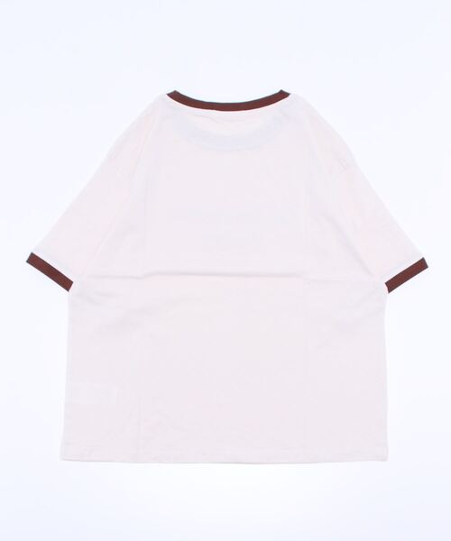 ehka sopo(エヘカソポ)の「リンガーフロッキーロゴプリントTシャツ(Tシャツ/カットソー・レディース・オフホワイト/キナリ/グリーン・フリ-)」の4枚目の写真