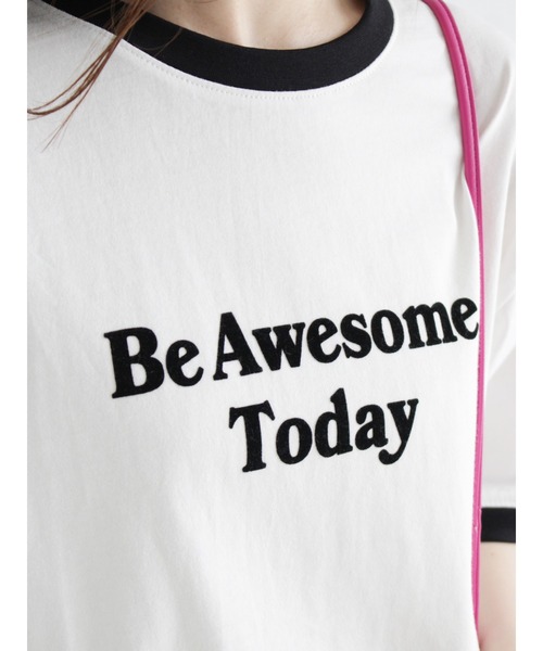 ehka sopo(エヘカソポ)の「リンガーフロッキーロゴプリントTシャツ(Tシャツ/カットソー・レディース・オフホワイト/キナリ/グリーン・フリ-)」の13枚目の写真