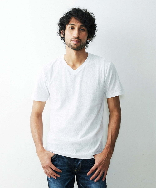 MICHEL KLEIN HOMME (ミッシェルクランオム)の「オリジナル柄半袖カットソー(Tシャツ/カットソー・メンズ・ライトブルー/ブルー/ボルドー/ホワイト/ブラック・46/48/51)」の2枚目の写真