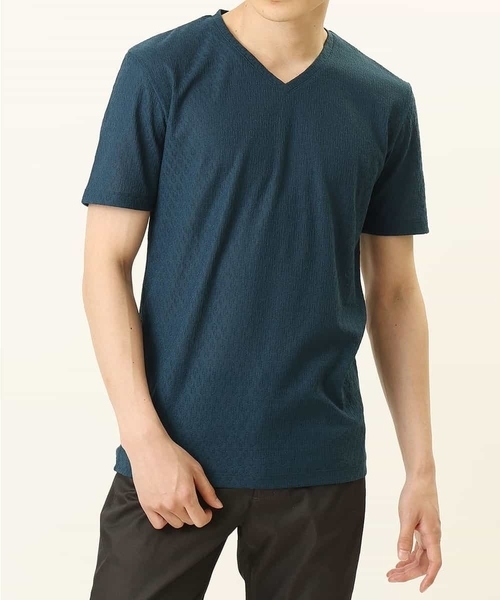 MICHEL KLEIN HOMME (ミッシェルクランオム)の「オリジナル柄半袖カットソー(Tシャツ/カットソー・メンズ・ライトブルー/ブルー/ボルドー/ホワイト/ブラック・46/48/51)」の4枚目の写真