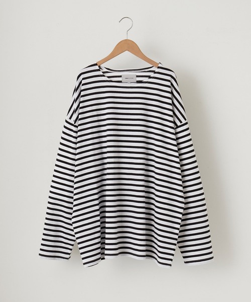 EMMA CLOTHES(エマクローズ)の「オーバーサイズ オリジナルマルチボーダー ワイドL/Sカットソー EMMA CLOTHES(Tシャツ/カットソー・メンズ・ホワイト/ブラック/グリーン系2/ブルー系2/グリーン系3/ブルー系3・M/L)」の7枚目の写真