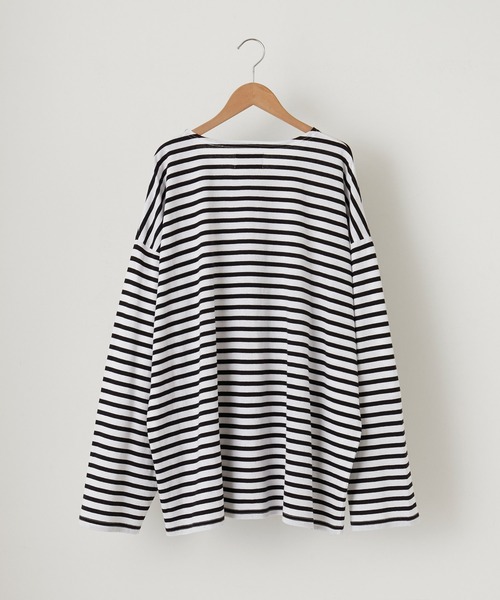 EMMA CLOTHES(エマクローズ)の「オーバーサイズ オリジナルマルチボーダー ワイドL/Sカットソー EMMA CLOTHES(Tシャツ/カットソー・メンズ・ホワイト/ブラック/グリーン系2/ブルー系2/グリーン系3/ブルー系3・M/L)」の8枚目の写真