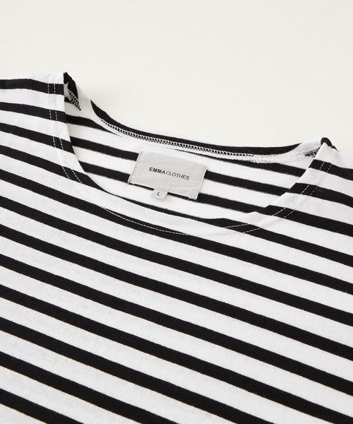 EMMA CLOTHES(エマクローズ)の「オーバーサイズ オリジナルマルチボーダー ワイドL/Sカットソー EMMA CLOTHES(Tシャツ/カットソー・メンズ・ホワイト/ブラック/グリーン系2/ブルー系2/グリーン系3/ブルー系3・M/L)」の9枚目の写真