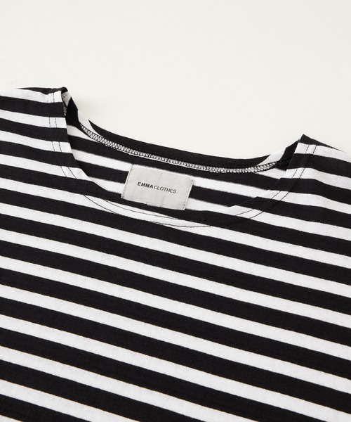 EMMA CLOTHES(エマクローズ)の「オーバーサイズ オリジナルマルチボーダー ワイドL/Sカットソー EMMA CLOTHES(Tシャツ/カットソー・メンズ・ホワイト/ブラック/グリーン系2/ブルー系2/グリーン系3/ブルー系3・M/L)」の14枚目の写真