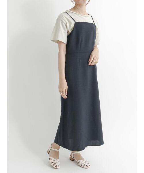 Te chichi TERRASSE（テチチテラス）の「麻調キャミワンピース（ワンピース・レディース・ベージュ/ネイビー/ブラウン・ﾌﾘ-）」の12枚目の写真