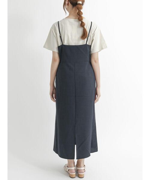 Te chichi TERRASSE（テチチテラス）の「麻調キャミワンピース（ワンピース・レディース・ベージュ/ネイビー/ブラウン・ﾌﾘ-）」の14枚目の写真