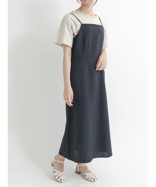 Te chichi TERRASSE（テチチテラス）の「麻調キャミワンピース（ワンピース・レディース・ベージュ/ネイビー/ブラウン・ﾌﾘ-）」の5枚目の写真