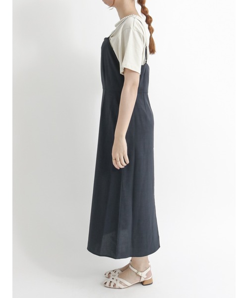 Te chichi TERRASSE（テチチテラス）の「麻調キャミワンピース（ワンピース・レディース・ベージュ/ネイビー/ブラウン・ﾌﾘ-）」の6枚目の写真