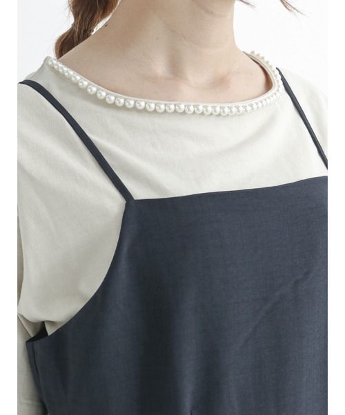 Te chichi TERRASSE（テチチテラス）の「麻調キャミワンピース（ワンピース・レディース・ベージュ/ネイビー/ブラウン・ﾌﾘ-）」の8枚目の写真