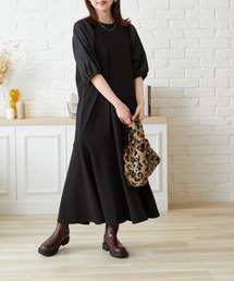 acro | ■2022秋冬新作■ボリュームスリーブ異素材ドッキングマーメイドワンピース/AC1464(ワンピース)