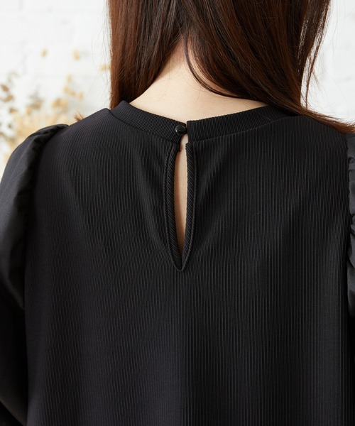 acro（アクロ）の「ボリュームスリーブ異素材ドッキングマーメイドワンピース/AC1464（ワンピース・レディース・ブラック・ﾌﾘ-）」の5枚目の写真