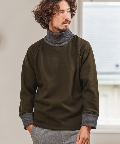 Magine（マージン）の「mlt3954- BACK BOA RIB TURTLE NECK PULLOVER カットソー（Tシャツ/カットソー・メンズ・ブルー系その他/ブラック/チャコール/オリーブ・46/44/48）」の4枚目の写真