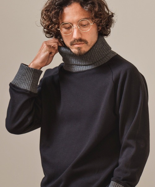 Magine（マージン）の「mlt3954- BACK BOA RIB TURTLE NECK PULLOVER カットソー（Tシャツ/カットソー・メンズ・ブルー系その他/ブラック/チャコール/オリーブ・46/44/48）」の2枚目の写真