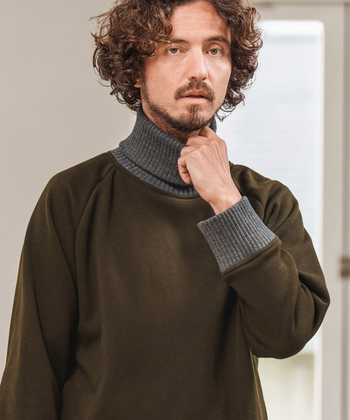 Magine（マージン）の「mlt3954- BACK BOA RIB TURTLE NECK PULLOVER カットソー（Tシャツ/カットソー・メンズ・ブルー系その他/ブラック/チャコール/オリーブ・46/44/48）」の12枚目の写真