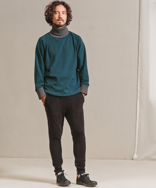 Magine（マージン）の「mlt3954- BACK BOA RIB TURTLE NECK PULLOVER カットソー（Tシャツ/カットソー・メンズ・ブルー系その他/ブラック/チャコール/オリーブ・46/44/48）」の13枚目の写真