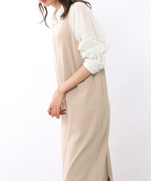 DRESKIP（ドレスキップ）の「◆2WAY ニットキャミワンピース（ワンピース・レディース・ブラック/ライトベージュ/レンガ・02/03）」の3枚目の写真